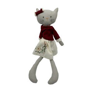 Bonikka Bellamy Cat Rag‎ Doll 20" embroidered face skirt cotton linen